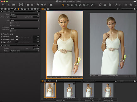Capture One 5's new Creative Vignetting tool. Screenshot provided by Phase One A/S.