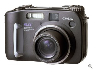 Casio's QV-5700 digital camera. Courtesy of Casio, with modifications by Michael R. Tomkins. Click for a bigger picture!