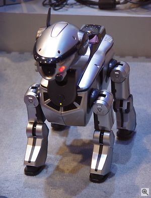 Sony's futuristic AIBO ERS-220. Copyright &copy; 2001, Michael R. Tomkins. All rights reserved. Click for a bigger picture!
