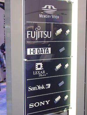 Many flavors of Memory Stick. Copyright &copy; 2001, Michael R. Tomkins. All rights reserved. Click for a bigger picture!