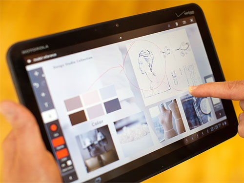 Adobe Photoshop Touch, running on a Motorola Xoom tablet. Photo provided by Adobe Systems Inc. Click for a bigger picture!