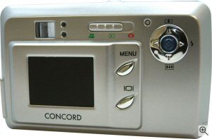 Concord's Eye-Q 3341z digital camera. Courtesy of Concord Camera Corp., with modifications by Michael R. Tomkins. Click for a bigger picture!