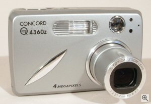 Concord's Eye-Q 4360z digital camera. Courtesy of Concord Camera Corp., with modifications by Michael R. Tomkins. Click for a bigger picture!