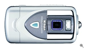 Nikon's Coolpix 3500 digital camera. Courtesy of Nikon, with modifications by Michael R. Tomkins. Click for a bigger picture!