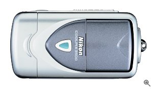 Nikon's Coolpix 3500 digital camera. Courtesy of Nikon, with modifications by Michael R. Tomkins. Click for a bigger picture!