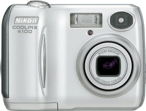 Nikon's Coolpix 4100 digital camera. Courtesy of Nikon, with modifications by Michael R. Tomkins. Click for a bigger picture!