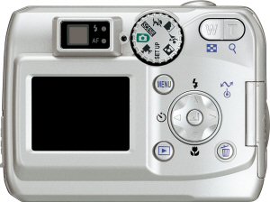Nikon's Coolpix 4100 digital camera. Courtesy of Nikon, with modifications by Michael R. Tomkins. Click for a bigger picture!
