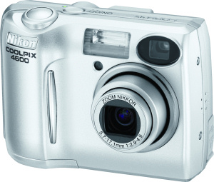 Nikon's Coolpix 4600 digital camera. Courtesy of Nikon, with modifications by Michael R. Tomkins. Click for a bigger picture!