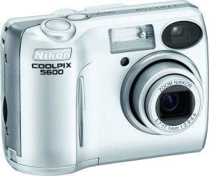 Nikon's Coolpix 5600 digital camera. Courtesy of Nikon, with modifications by Michael R. Tomkins. Click for a bigger picture!