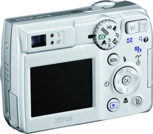 Nikon's Coolpix 7600 digital camera. Courtesy of Nikon, with modifications by Michael R. Tomkins. Click for a bigger picture!