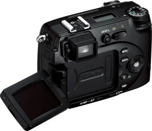 Nikon's Coolpix 8400 digital camera. Courtesy of Nikon, with modifications by Michael R. Tomkins. Click for a bigger picture!