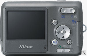 Nikon's Coolpix L2 digital camera. Courtesy of Nikon, with modifications by Michael R. Tomkins. Click for a bigger picture!
