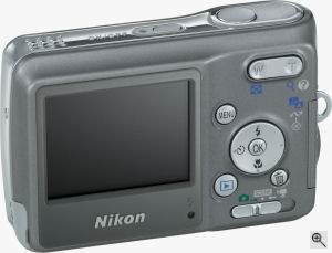 Nikon's Coolpix L2 digital camera. Courtesy of Nikon, with modifications by Michael R. Tomkins. Click for a bigger picture!