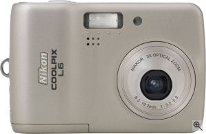 Nikon's Coolpix L5 digital camera. Courtesy of Nikon, with modifications by Michael R. Tomkins. Click for a bigger picture!
