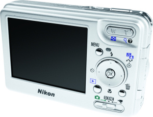 Nikon's Coolpix S1 digital camera. Courtesy of Nikon, with modifications by Michael R. Tomkins. Click for a bigger picture!