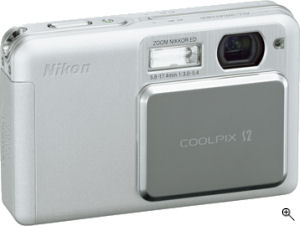 Nikon's Coolpix S2 digital camera. Courtesy of Nikon, with modifications by Michael R. Tomkins. Click for a bigger picture!