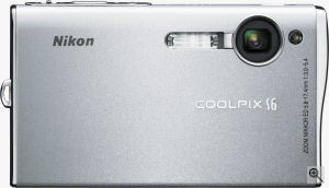 Nikon's Coolpix S6 digital camera. Courtesy of Nikon, with modifications by Michael R. Tomkins. Click for a bigger picture!