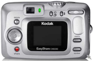 Kodak's EasyShare CX6330 digital camera. Courtesy of Kodak, with modifications by Michael R. Tomkins. Click for a bigger picture!