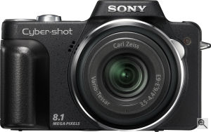 Sony's Cyber-shot DSC-H3 digital camera. Courtesy of Sony, with modifications by Michael R. Tomkins. Click for a bigger picture!
