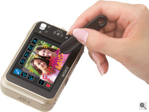 Sony's Cyber-shot DSC-N2 digital camera. Courtesy of Sony, with modifications by Michael R. Tomkins. Click for a bigger picture!