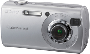 Sony's Cyber-shot DSC-S40 digital camera. Courtesy of Sony, with modifications by Michael R. Tomkins. Click for a bigger picture!
