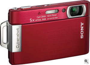 Sony's Cyber-shot DSC-T200 digital camera. Courtesy of Sony, with modifications by Michael R. Tomkins. Click for a bigger picture!