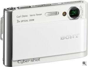 Sony's Cyber-shot DSC-T70 digital camera. Courtesy of Sony, with modifications by Michael R. Tomkins. Click for a bigger picture!