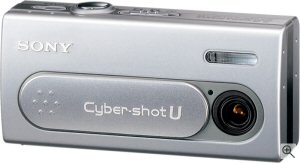 Sony Cyber-shot DSC-U40 digital camera. Courtesy of Sony, with modifications by Michael R. Tomkins. Click for a bigger picture!