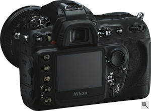 Nikon's D200 digital SLR. Courtesy of Nikon, with modifications by Michael R. Tomkins. Click for a bigger picture!