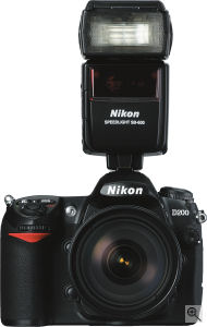 Nikon's D200 digital SLR. Courtesy of Nikon, with modifications by Michael R. Tomkins. Click for a bigger picture!