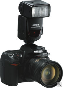 Nikon's D200 digital SLR. Courtesy of Nikon, with modifications by Michael R. Tomkins. Click for a bigger picture!