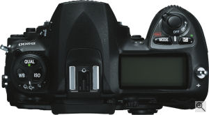Nikon's D200 digital SLR. Courtesy of Nikon, with modifications by Michael R. Tomkins. Click for a bigger picture!