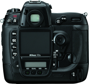 Nikon's D2Hs digital camera. Courtesy of Nikon, with modifications by Michael R. Tomkins. Click for a bigger picture!
