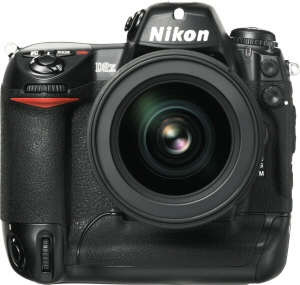 Nikon's D2x digital camera. Courtesy of Nikon, with modifications by Michael R. Tomkins. Click for a bigger picture!