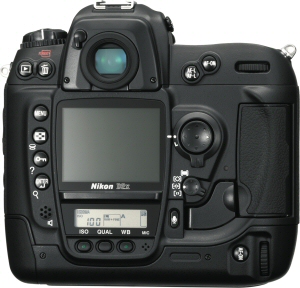 Nikon's D2x digital camera. Courtesy of Nikon, with modifications by Michael R. Tomkins. Click for a bigger picture!