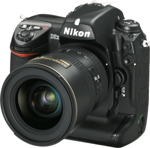 Nikon's D2x digital camera. Courtesy of Nikon, with modifications by Michael R. Tomkins. Click for a bigger picture!