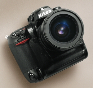 Nikon's D2x digital camera. Courtesy of Nikon, with modifications by Michael R. Tomkins. Click for a bigger picture!