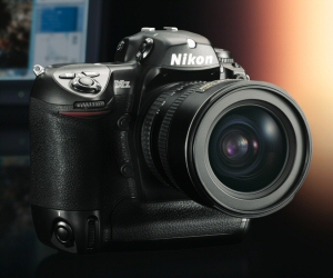 Nikon's D2x digital camera. Courtesy of Nikon, with modifications by Michael R. Tomkins. Click for a bigger picture!