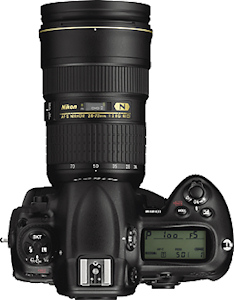 Nikon's D3X digital SLR. Courtesy of Nikon, with modifications by Michael R. Tomkins.