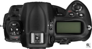 Nikon's D3 digital SLR. Courtesy of Nikon, with modifications by Michael R. Tomkins. Click for a bigger picture!
