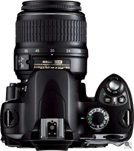 Nikon's D40X digital SLR. Courtesy of Nikon, with modifications by Michael R. Tomkins. Click for a bigger picture!