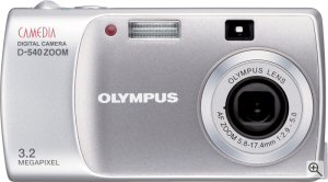 Olympus' Camedia D-540 Zoom digital camera. Courtesy of Olympus, with modifications by Michael R. Tomkins. Click for a bigger picture!