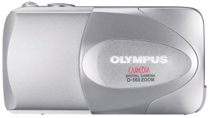 Olympus' D-560 digital camera. Courtesy of Olympus, with modifications by Michael R. Tomkins. Click for a bigger picture!