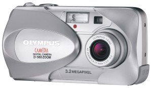 Olympus' D-560 digital camera. Courtesy of Olympus, with modifications by Michael R. Tomkins. Click for a bigger picture!