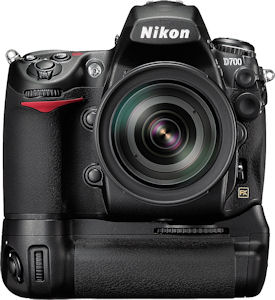 Nikon's D700 digital SLR. Courtesy of Nikon, with modifications by Michael R. Tomkins. Click for a bigger picture!