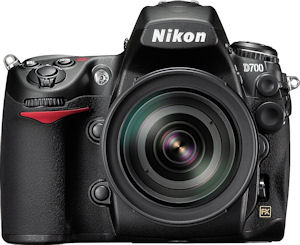 Nikon's D700 digital SLR. Courtesy of Nikon, with modifications by Michael R. Tomkins. Click for a bigger picture!