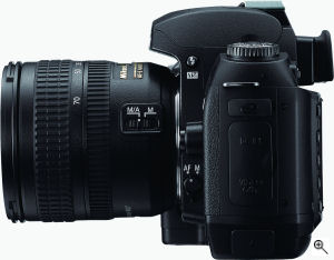 Nikon's D70s digital SLR. Courtesy of Nikon, with modifications by Michael R. Tomkins. Click for a bigger picture!