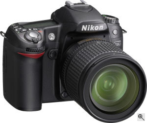 Nikon's D80 digital SLR. Courtesy of Nikon, with modifications by Michael R. Tomkins. Click for a bigger picture!