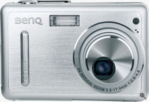 BenQ's DC-E600 digital camera. Courtesy of BenQ, with modifications by Michael R. Tomkins. Click for a bigger picture!