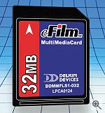 Delkin's 32MB MultiMediaCard. Courtesy of Delkin Devices Inc. - click for a bigger picture!